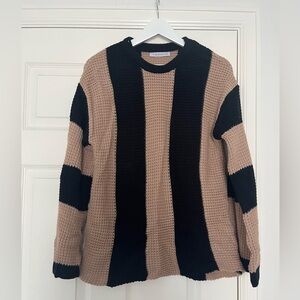 Tan and black striped sweater. Size small.